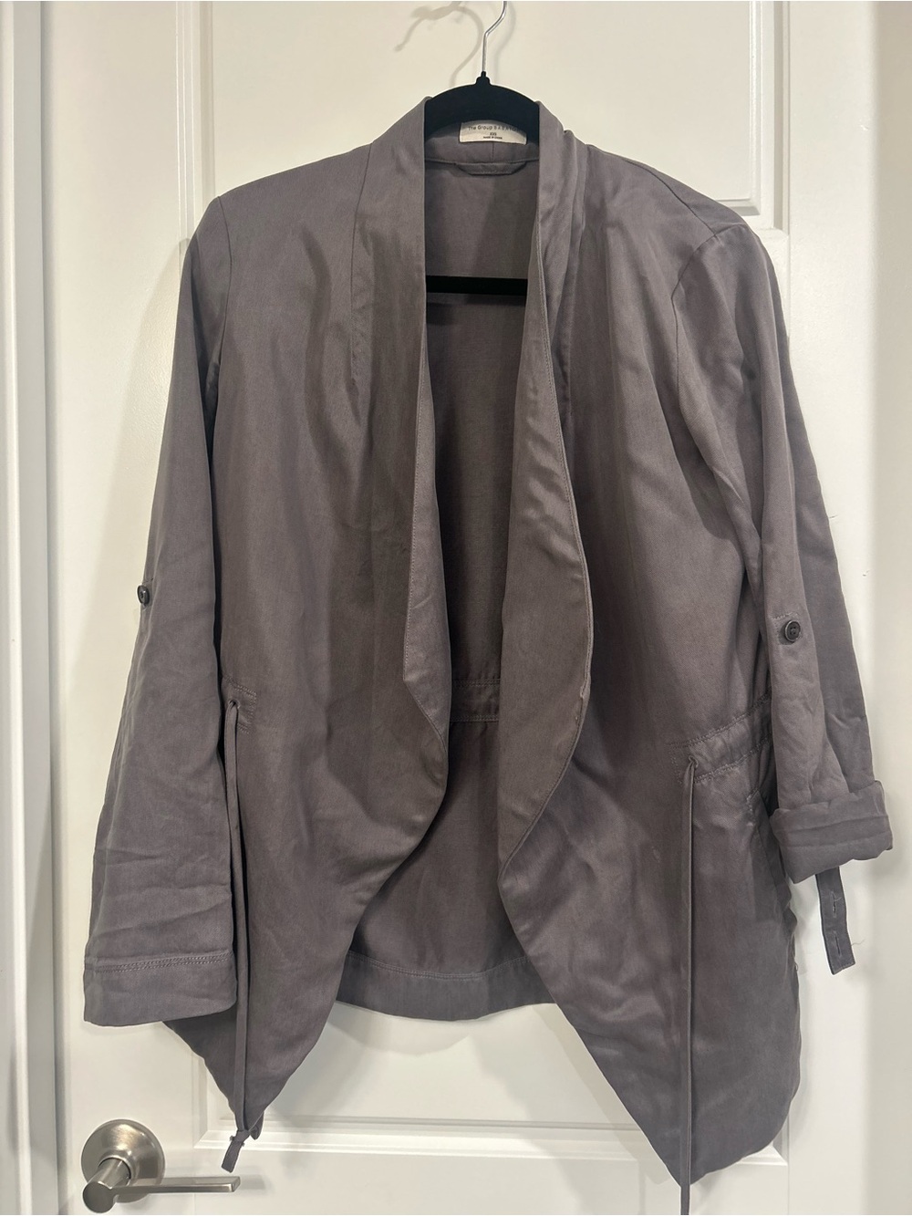 Babaton draped open-front blazer in gray